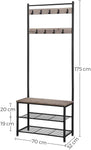 VASAGLE Coat Rack Stand 175cm Greige V227-9101101001580