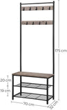 VASAGLE Coat Rack Stand 175cm Greige V227-9101101001580