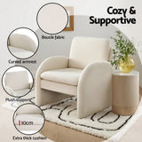 Artiss Armchair Accent Chair Lounge Tub Sofa Couch Curved Arm Seat Boucle White UPHO-E-ARM-02-TED-WH