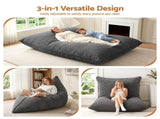 Artiss 3 in 1 Bean Chair with Filler Convertible Bean for Adults, Corduroy DIY Stuffed Bean BD-3IN1-GR-5FILLER