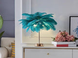 Feather Table Lamp Battery Operated LED Night Light with USB Port Soft Feathers for Bedroom Living V1366-AZ2-W-14874