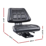 Giantz Tractor Seat Forklift Excavator Truck Universal Replacement PU Chair TS-BACK241-BK