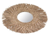 Straw Weaving Wall Mirror Retro Beautiful Woven Wall Hanging Mirror for Dorm Room Decoration Nature V1294-YM0703-3115230038512