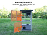 Samland Outdoor Wooden Cat Enclosure Catio with Wheels, Double Cat Houses & Roof V1060-DCT2502