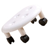 Round Low Rolling Stools Fuax Leather Universal Wheel Small Roller Swivel Stool High Weight Capacity V1294-YM0901-3116230016313