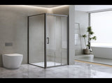 40mm Adjustable Contemporary Corner Sliding Black Shower Screen 86x92cm V63-849071
