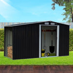 Wallaroo Garden Shed with Semi-Close Storage 4*8FT - Black GSS-BSW-48S-BK