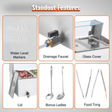 Commercial Electric Food Warmer Countertop Buffet 6*5Qt with Glass Shield V952-SYSPBWQ613FSC97P0V3