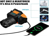 USB Rechargeable Black T6 LED Headlamp with Motion Sensor for Outdoor Camping and Fishing LSB-59155