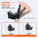 VEVOR Salon Chair, Hydraulic Recliner Barber Chair for Hair Stylist, 360 Degrees Swivel 90&deg;-130&deg; V952-SLYZ2534485YD92F0V0