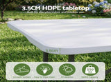 Gardeon 9PCS Outdoor Dining Set 180CM Folding Table and Chairs Patio Furniture White ODF-DIN-180PPCH-9PC-WH
