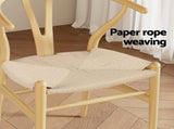 1 Set of 2 Artiss Dining Chairs Wooden Rattan Seat Wishbone Back MO-DIN-B-01-RAT-WDX2