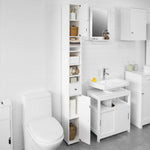 White Tall Bathroom Cabinet High Storage V178-63384