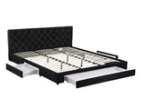 Artiss King Bed Frame Storage Charging Station Upholstered 3 Drawers USB Type-C BFRAME-G-LUNA-K-BK-ABC