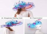Women's Organza Saturday Horse Racing Derby Day Wide Church Hat V1370-AZ4-09835