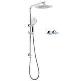 WELS Chrome 9" Plastic Rain Shower Head 3 Modes Handheld Rose Slide Rail Twin Taps V1233-C4902B22HR003M4CSR0901CPF0282A