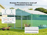 Metal Chicken Coop, 6.56x6.56x6.56ft Large Walk-in Chicken Runs with Cover, Spire Roof Hen House V952-JSJS222MJDDM0VGWG001V0