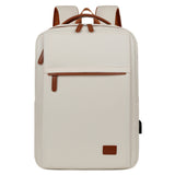 Beige Minimalist USB Charging Laptop Backpack - Elegant and Spacious Travel Bag V888-ELOSUNG12956