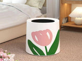 Floral Trash Can Large Mouth Cute Appearance Modern Style Garbage Waste Basket for Kitchen Bathroom V1294-YM0703-3117230064311
