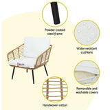 Gardeon 4-Piece Outdoor Sofa Set Rattan Lounge Setting Table Chairs ODF-ROUNDRAT-4PCS-NT