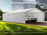 Carport Car Canopy 10x20FT Heavy Duty Car Shelter with Sidewalls White V952-FBSJSQCCKBS8A5233001V0