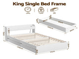 Artiss Bed Frame King Single Size with Charging Ports and 2 Drawers AURA WBED-F-AURA-KS-WH-AB
