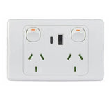 GSME Socket Outlets 2 Gang 250Volt 10Amp White COPP2USB2GAC V1202-V1-GSMCOPP2USB2GAC
