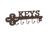 Cast Iron Trendy Wall Hanging Key w 5 Hooks 31cm V637-06973KEY