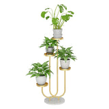 SOGA 2X U Shaped Plant Stand Round Flower Pot Tray Living Room Balcony Display Gold Metal Decorative FPOTH101X2