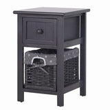 Grey Bedside Table with Wicker Basket V264-TAB-713C-LGR-1PC-1