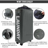 22" Narrow Rolling Hamper with Handle and Wheels, Collapsible Hamper, Foldable V1237-ZY-203-2441
