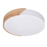 LED Ceiling Light Iron Wood PC Dimmable Round Flush Mount Modern Ceiling Light Fixture with APP V1294-YM0901-3119240148311