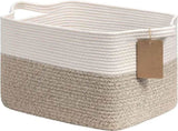 Woven storage basket - cotton rope basket for closet organizer - square shelf basket for toys V1259-DP01-BO-183