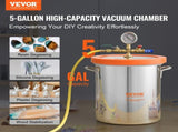 5 Gallon Vacuum Upgraded Tempered Glass Lid Vacuum Degassing 304 Stainless Steel V952-JSZKTJS5GALLH3CGUV0