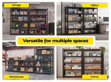 Giantz 2-Rack Garage Shelving 1.6X0.8m MDF Warehouse Shelves Storage Rack Black WR-E-8X16-BKX2