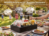 Coffee Station Organizer with 6 Compartments Solid Wood, Sturdy Metal Handles, Ideal for Kitchen, V1369-AZ3-W-12003