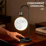 Maglev Floating Moon Lamp with 15W Wireless Charger, 3D Printed Sphere, 3 Color Temperatures & V1341-ZY-GSP2K6DQ-BLACK