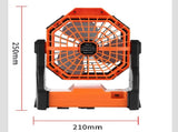 Black and orange Portable Outdoor Camping Fan with LED Light - Rechargeable USB Tent Fan for V888-ELOSUNG40352