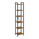 VASAGLE Narrow Bookcase Small 6-Tiers Bookshelf Industrial Rustic Brown and Black V227-9101402108472