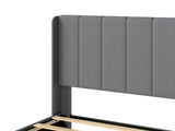 Levede Metal Wooden Bed Frame Double Panel Plush Upholstered Soft Headboard Grey BF1072-D-GY-AU-1