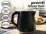 Pronti Breakfast Set with 1.6L Coffee Machine, Silver Noir Toaster & Kettle T02-1711-825
