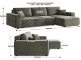 Sarantino Caliana Reversible L Shape Sofa Bed with Storage & Backrest - Green SOFA-MLM-326-GN