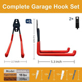 Garage Hooks, 6 Pack Medium Square Wall Hooks for Hanging Heavy Duty Ladders, Bikes, Tools Ideal for V1107-118-04383