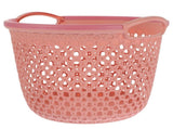 HOOWIFFY 1Pcs Portable Laundry Basket Pink Hollow Laundry Management with Handle PP V1189-WXFWAL-20260326-02411