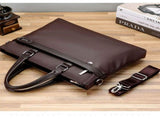 Brown Men's PU Leather Briefcase - Waterproof Laptop Messenger Bag with Adjustable Strap - Large V888-ELOSUNG57015-2