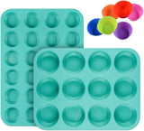 Silicone Muffin Pan Cupcake Set - Mini 24 Cups and Regular 12 Tin, Nonstick Food Grade Molds with V1259-DP01-A-4509