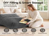 Artiss Bean Bag Chair Cover Soft Corduroy Stuffed Animal Storage Bean Bag Cover for BD-COVER-LOUNGE-S-GR