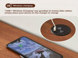 Bedside Table with Wireless Charging Station,LED Nightstand with Open Storage Drawers for Small Cats V1337-3C-0JGU-M4AZ