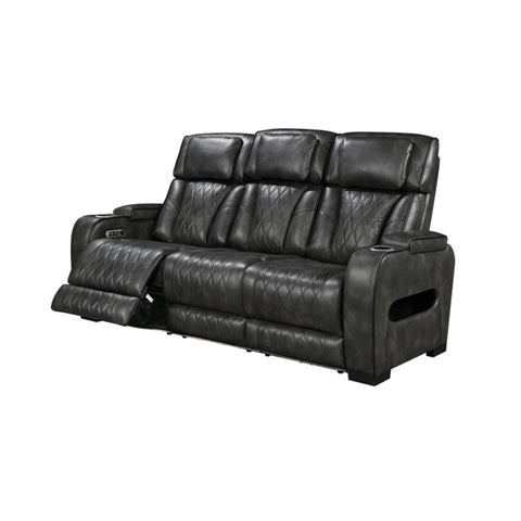 3 Seater Electric Air Leather Dark Grey Recliner V43-REC-EMP3RGR