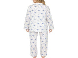 Womens Pyjama Set 100% Cotton Long Sleeve Button Up PJs Sleepwear - Blue Floral V563-NI-031-BLUE-20